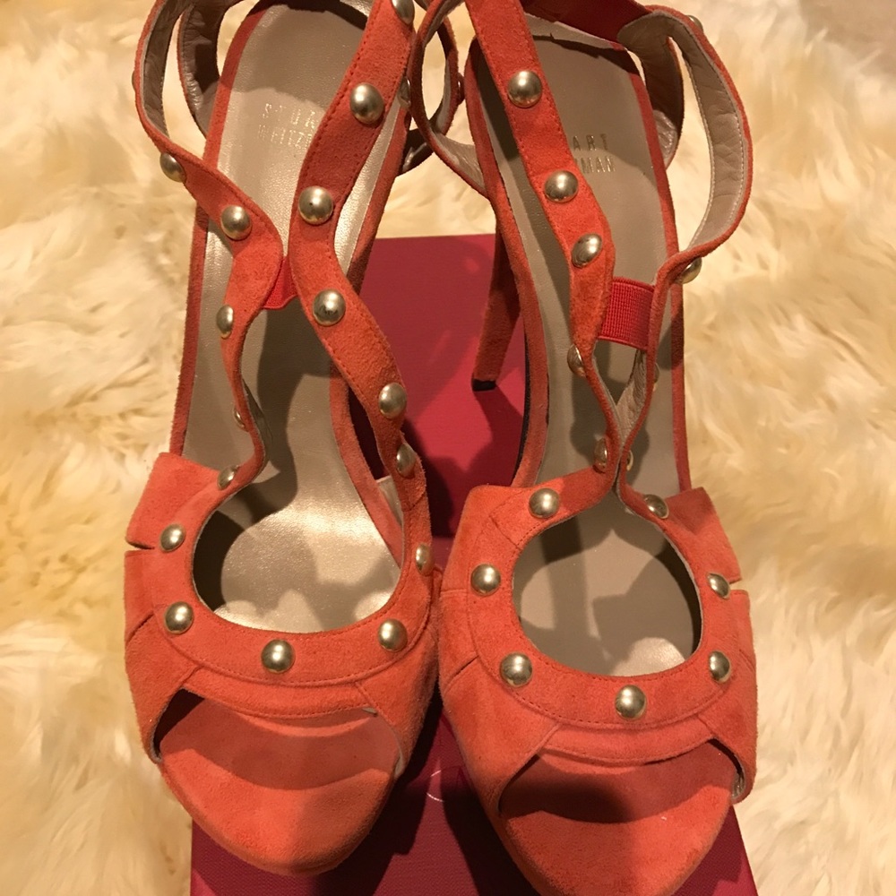 Stuart Weitzman Suede Orange Heels